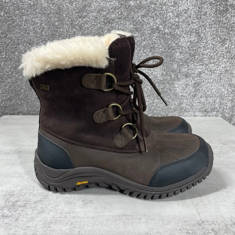UGG Boots Womens 7 Ostrander Waterproof Winter Leather Sheepskin Lace Up